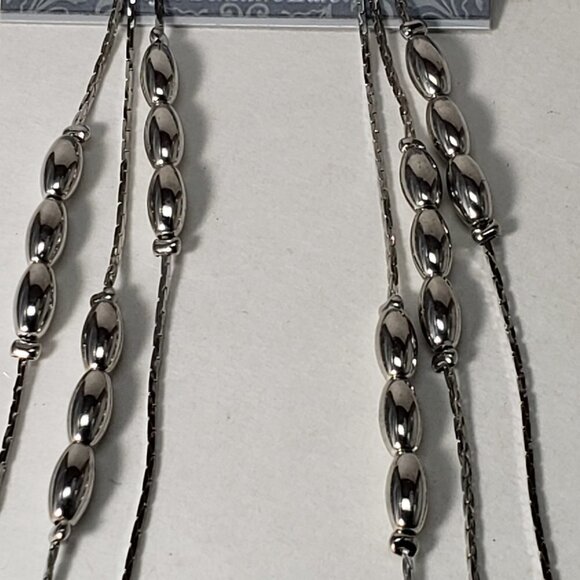 2/$30 Silver tone Beaded Fringed Drop Dangle Post Long Earrings, 5-inch Jewelry - Picture 4 of 8
